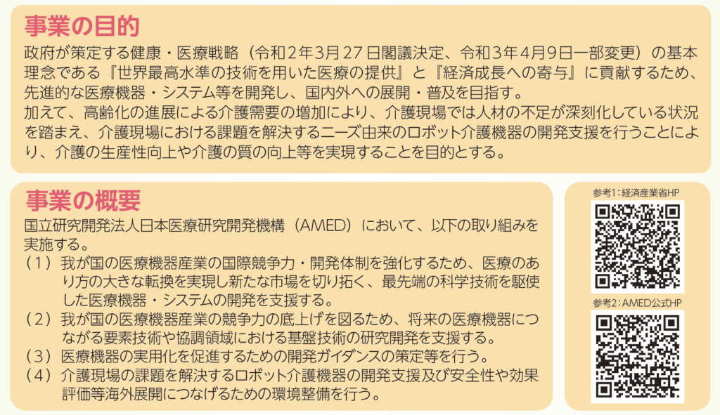 医療機器等における先進的研究開発・開発体制強靱化事業